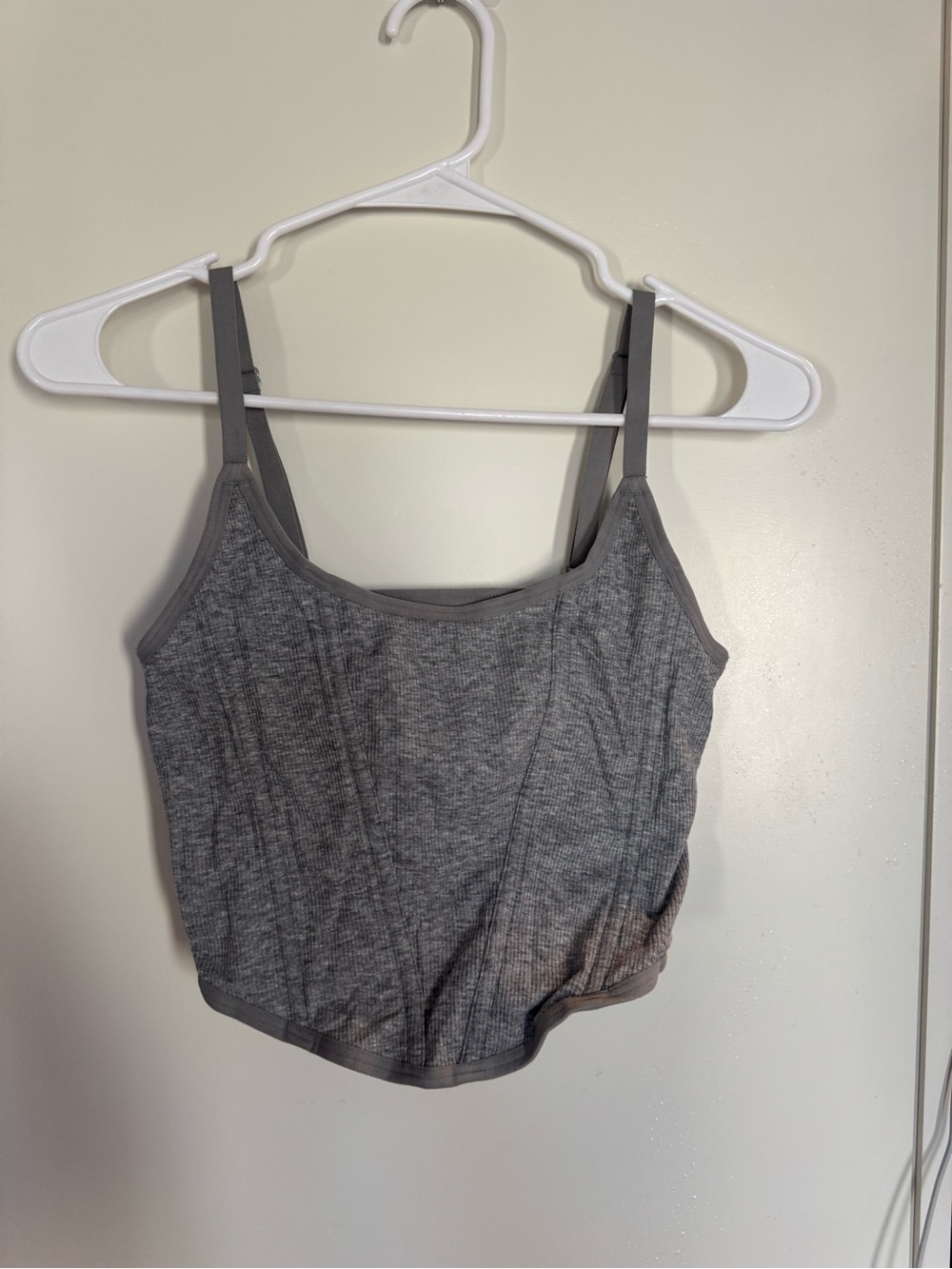 Colsie Gray Ribbed Crop Cami with Adjustable Straps